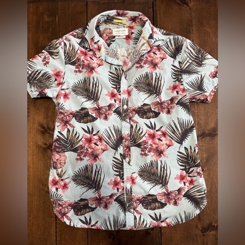 Denim & Flower Light Blue Floral Short Sleeve Button-Down Shirt